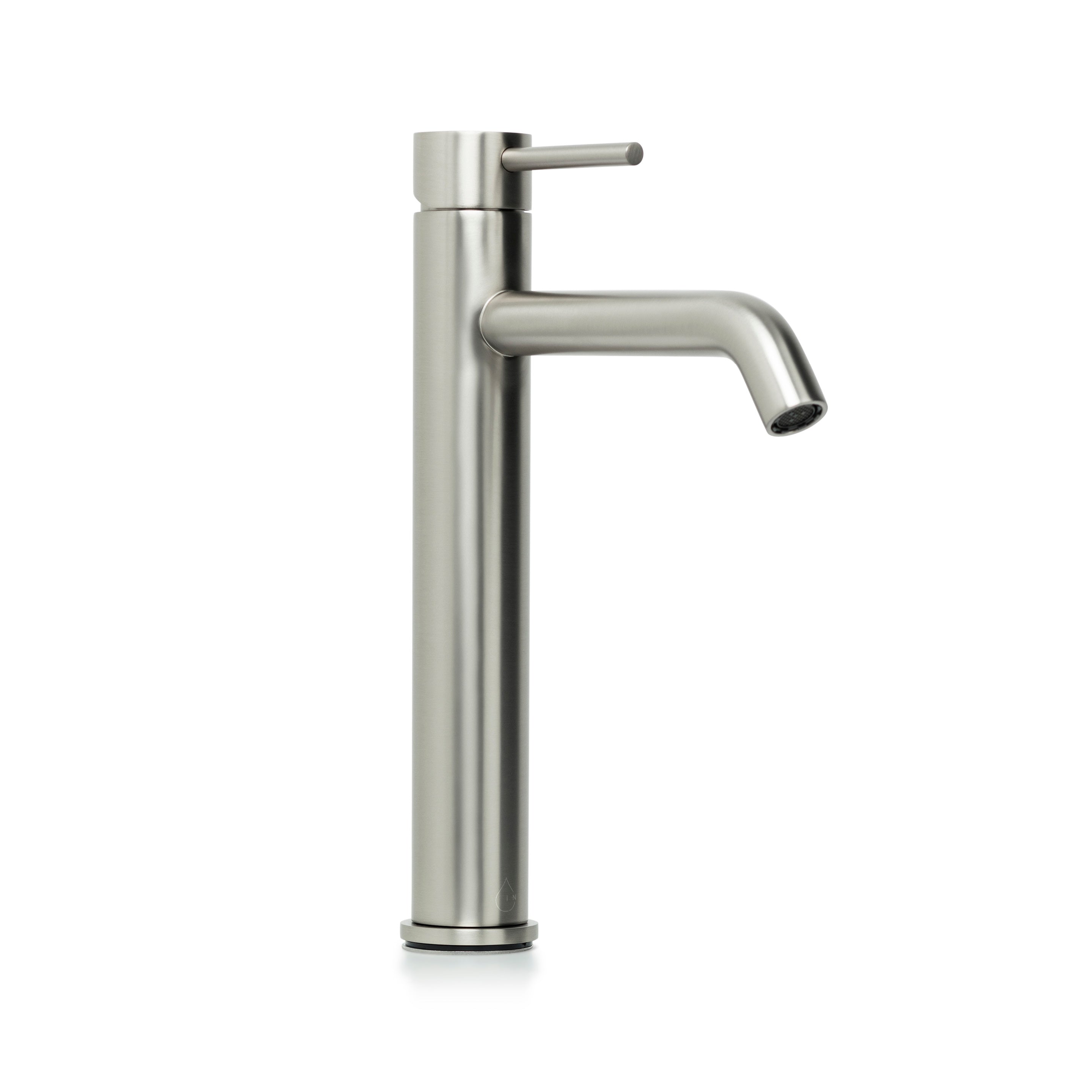 Bondi Pin Lever Extended Basin Mixer with Curved Spout in Brushed Nickel