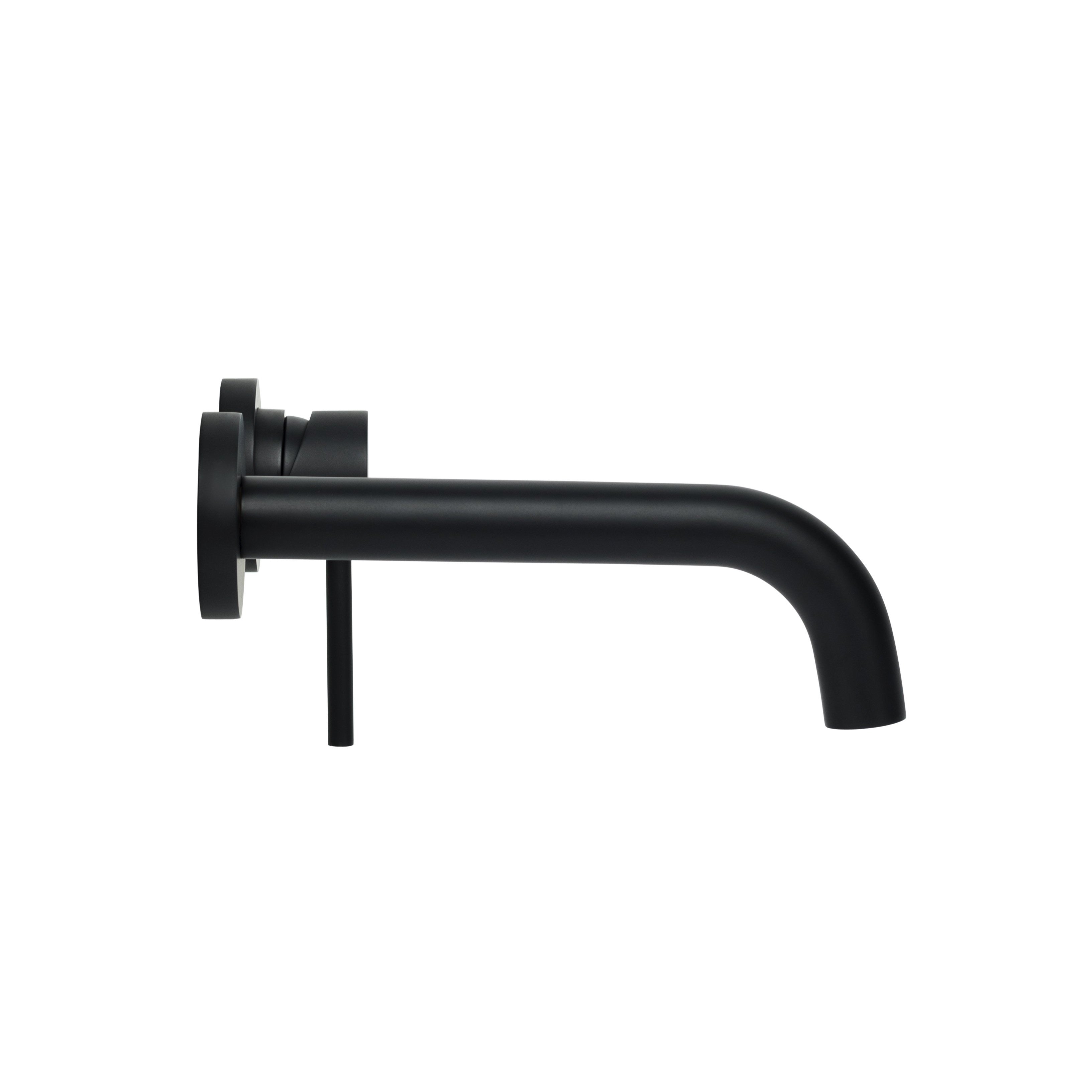 Bondi Pin Lever Wall Mixer Set with Curved Spout in Matte Black