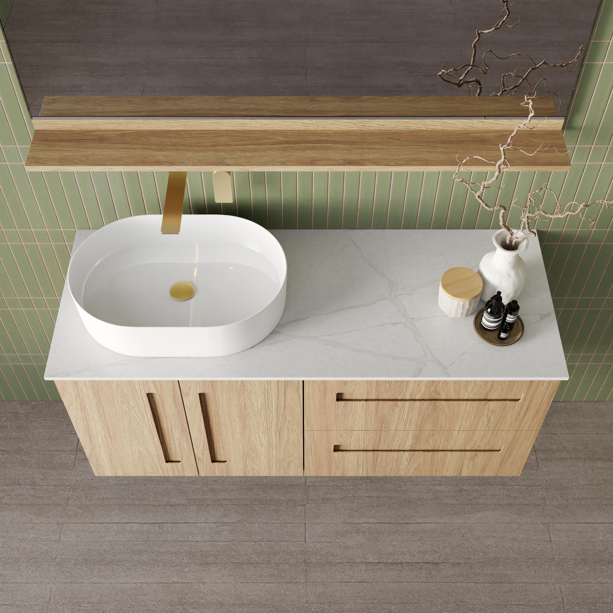 Gold Vanity with Under-Counter Basin