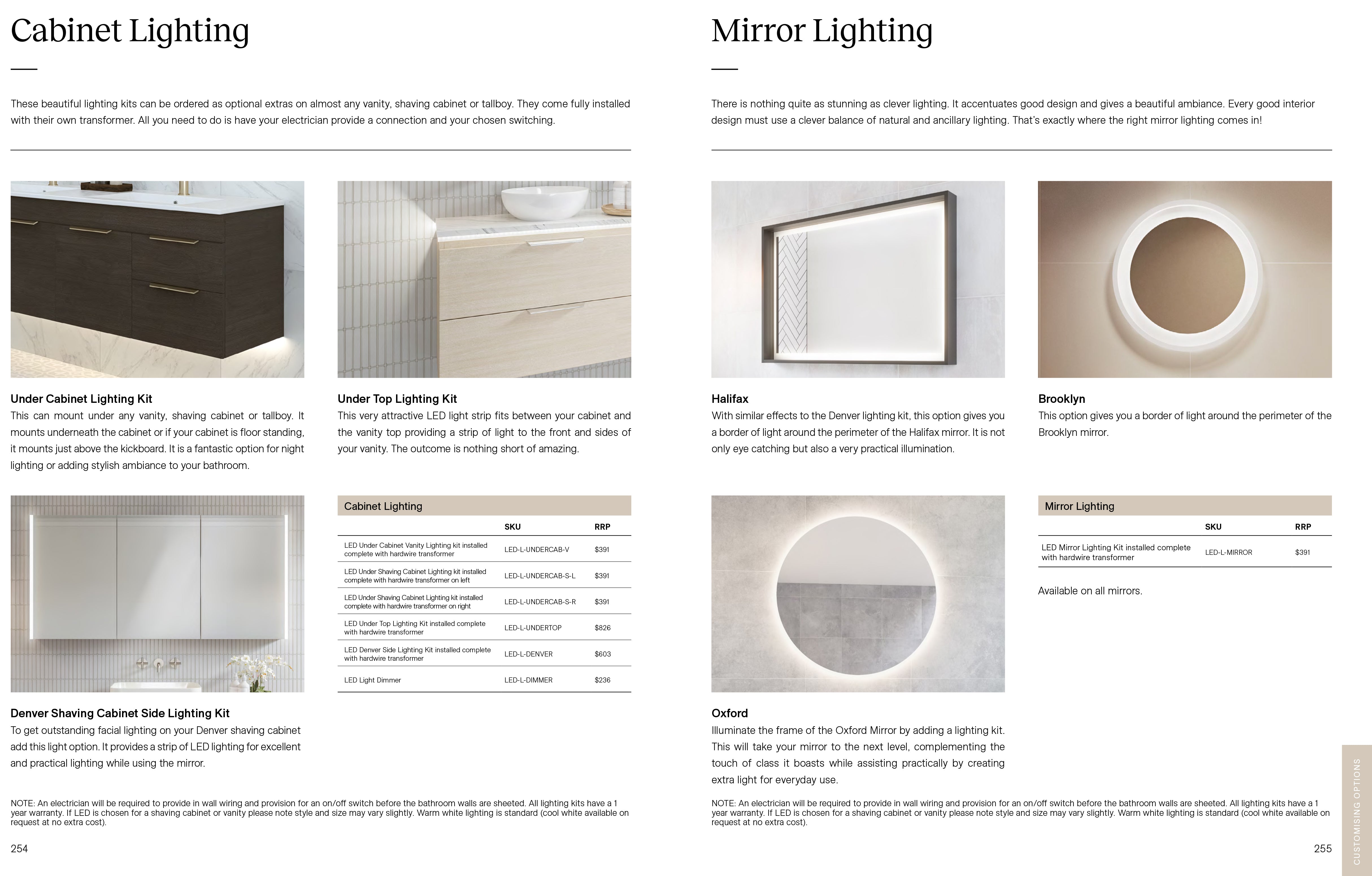 Add On - LED LIGHTING KIT - Available with Purchase of New Timberline Vanity