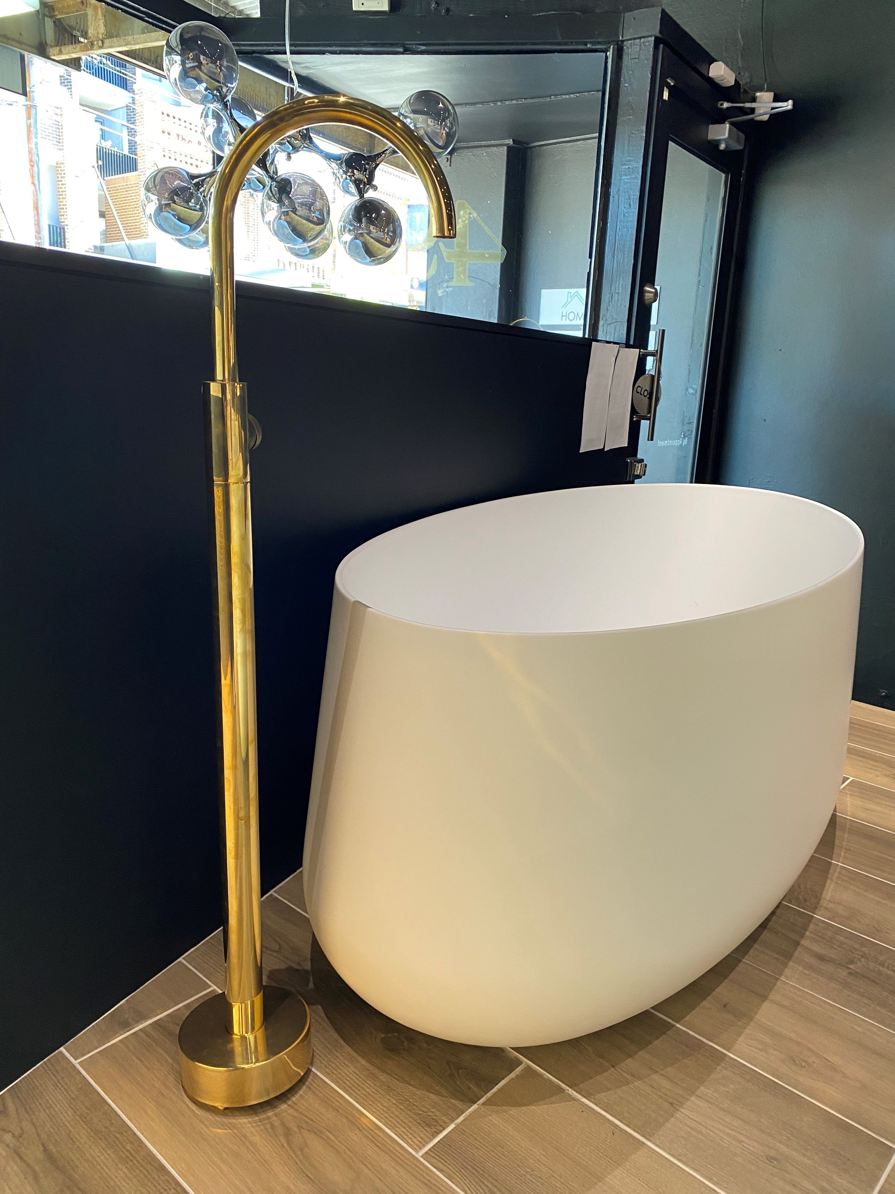 Ex-Display Bondi Floor-Mounted Bath Spout with Mixer in Raw Brass