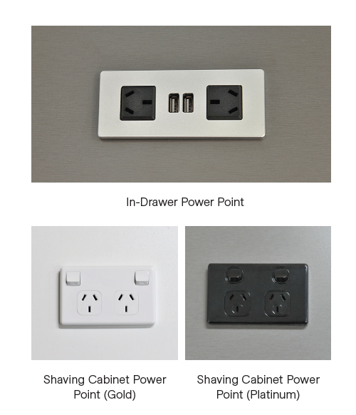 Add On - CABINET POWER POINTS - Available with Purchase of New Timberline Vanity