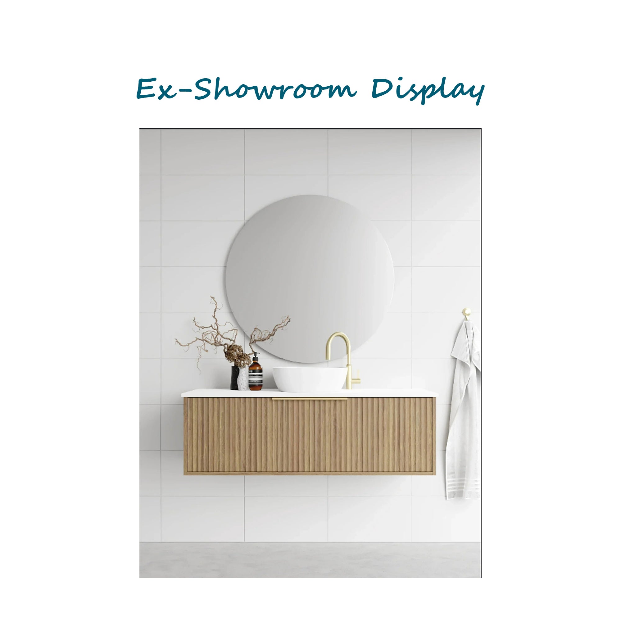 Ex-Display Cove 3 900mm Wallmount Vanity in Prime Oak with Symphony Blanco Acrylic Benchtop