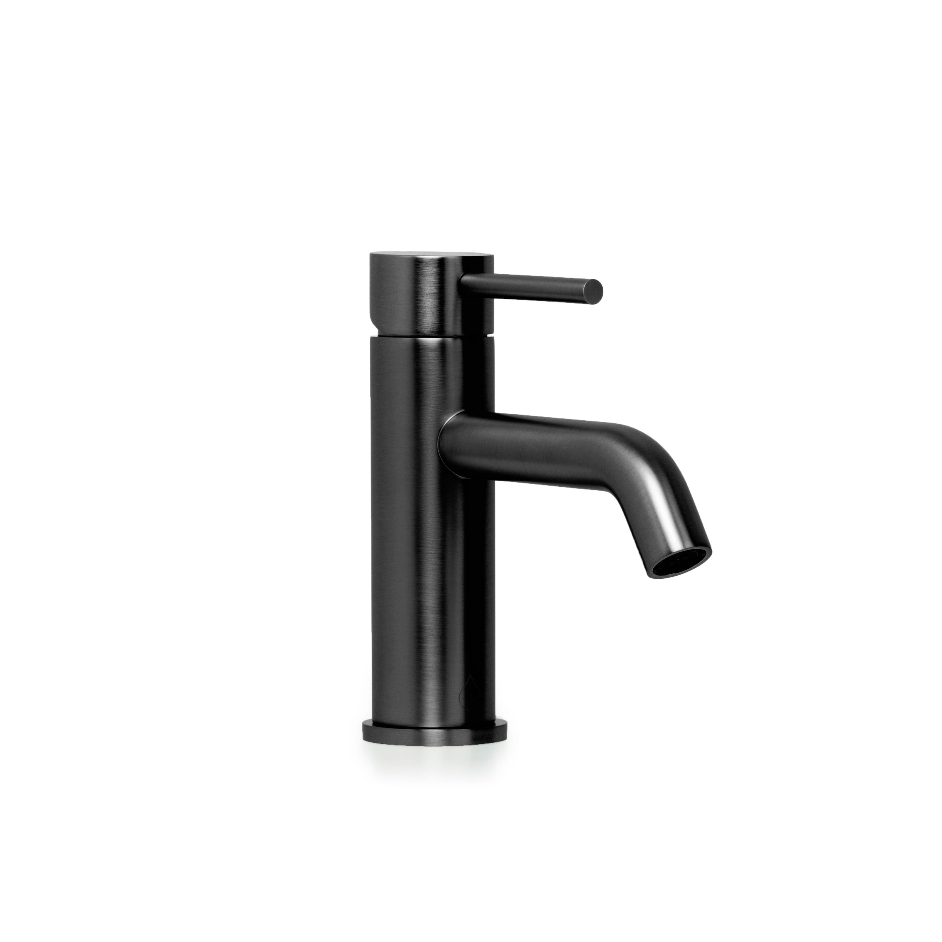 Bondi Pin Lever Basin Mixer with Curved Spout in Brushed Gunmetal