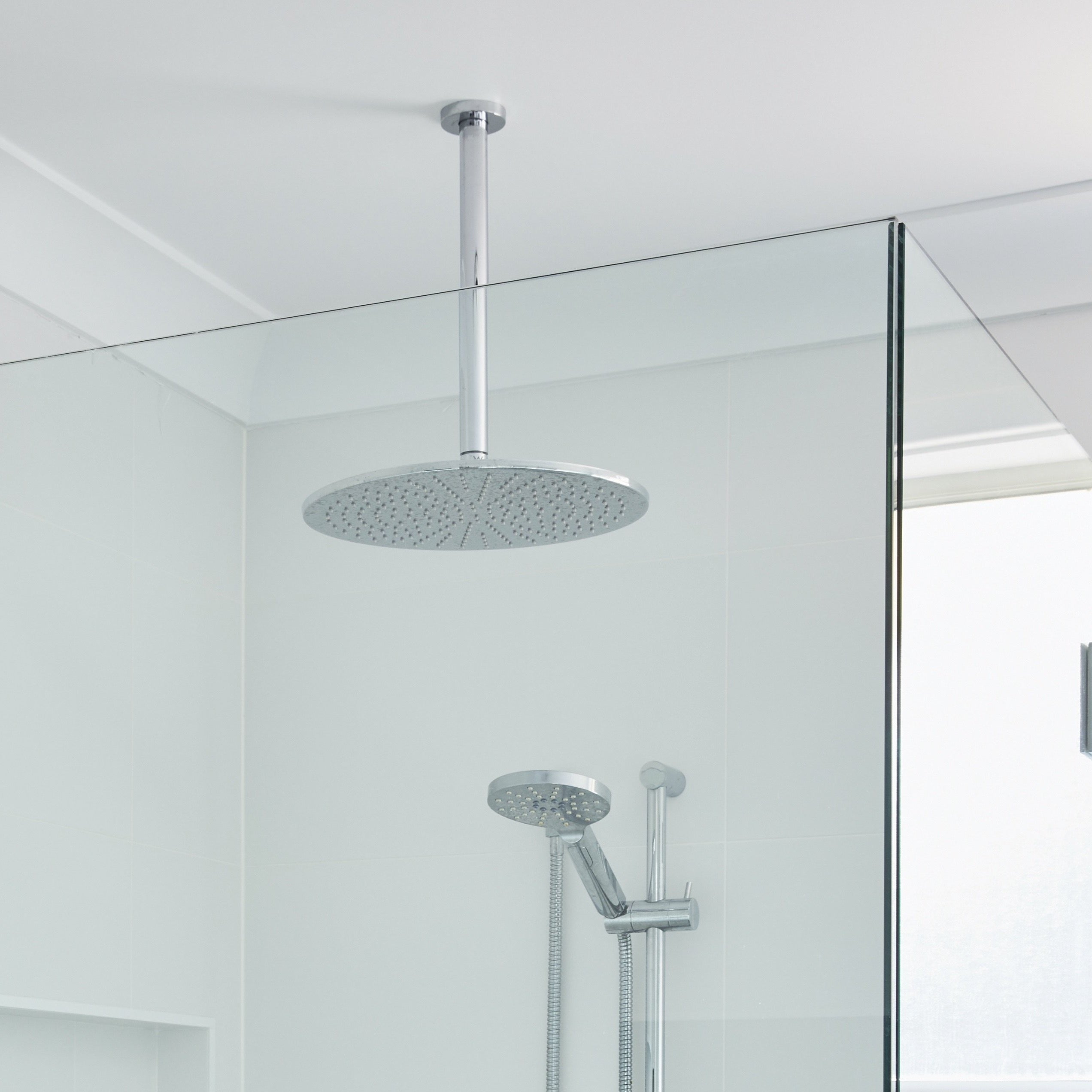 Daintree Ceiling Mounted Shower Arm Round 200mm in Brushed Gunmetal