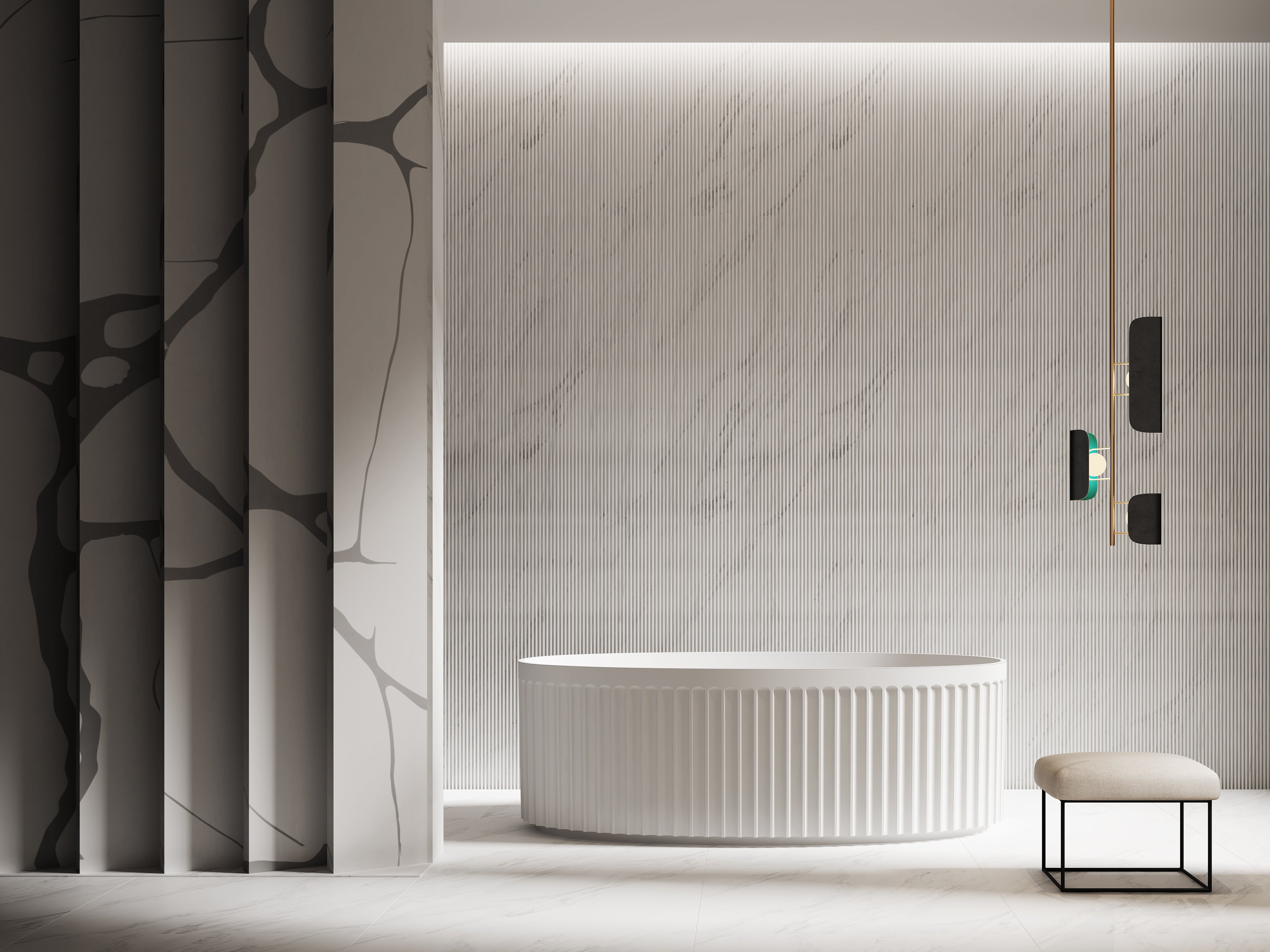 Amalfi Fluted Freestanding Acrylic Bath 1700 Matte White