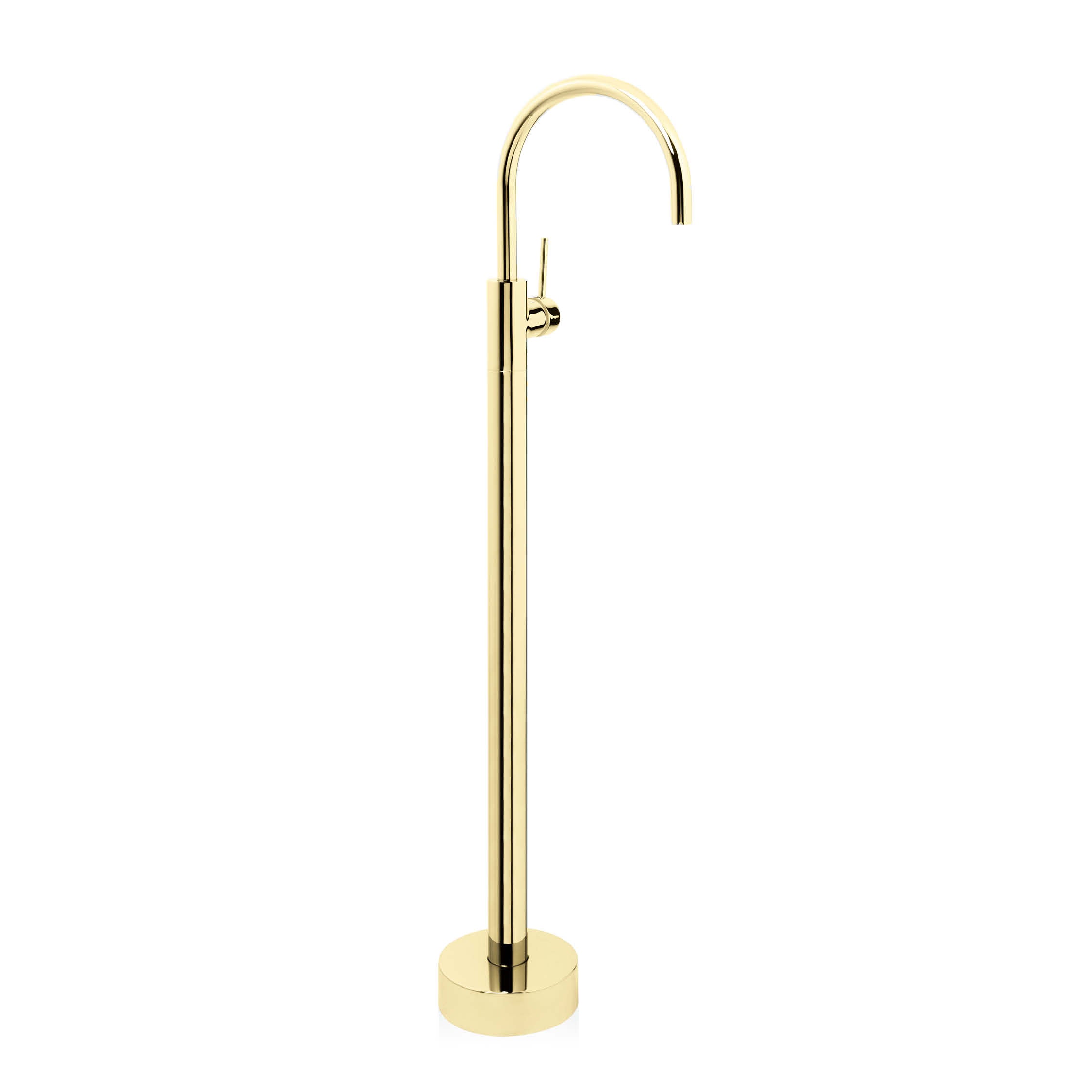 Bondi Floor-Mounted Bath Spout with Mixer in Raw Brass