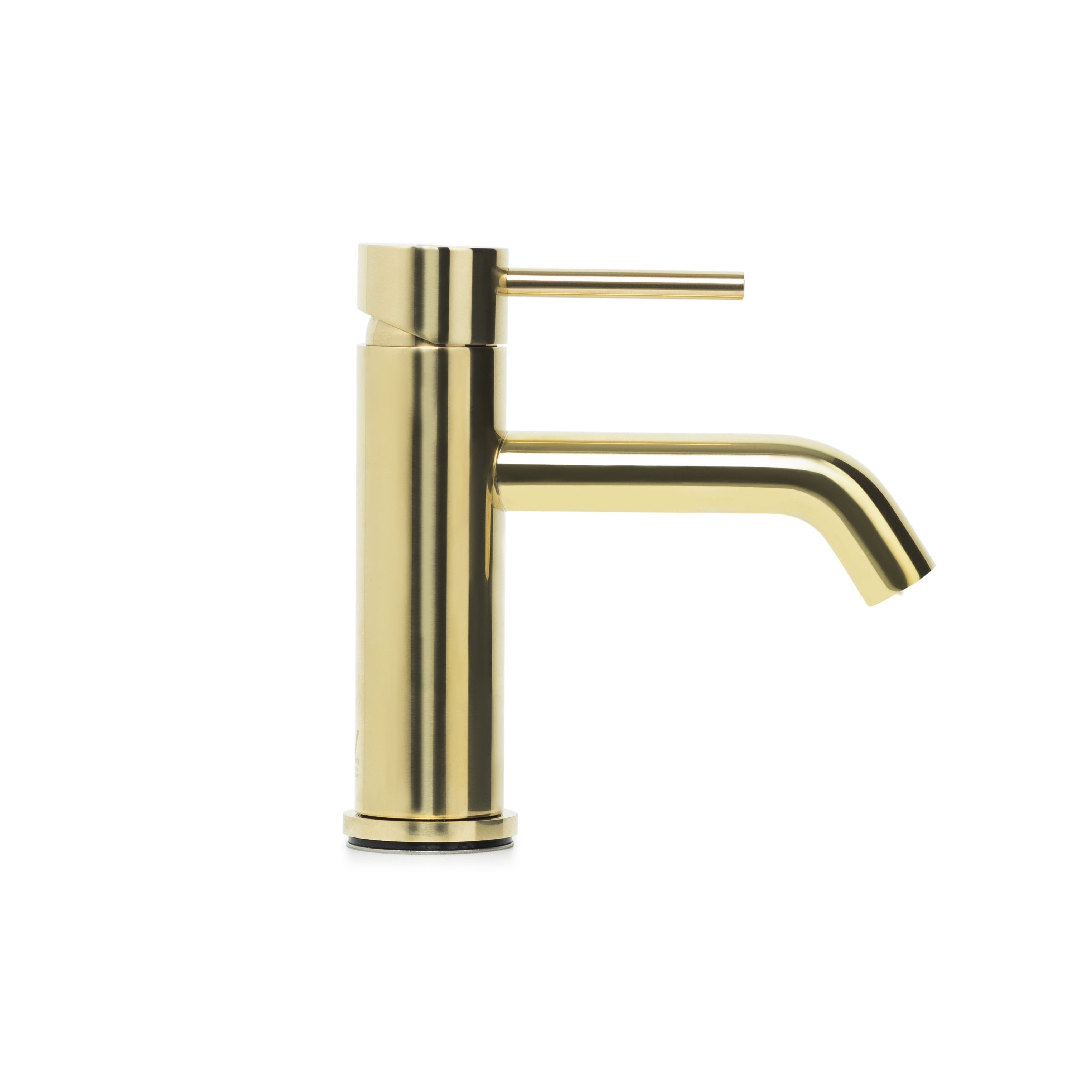 Bondi Pin Lever Basin Mixer with Curved Spout in Raw Brass