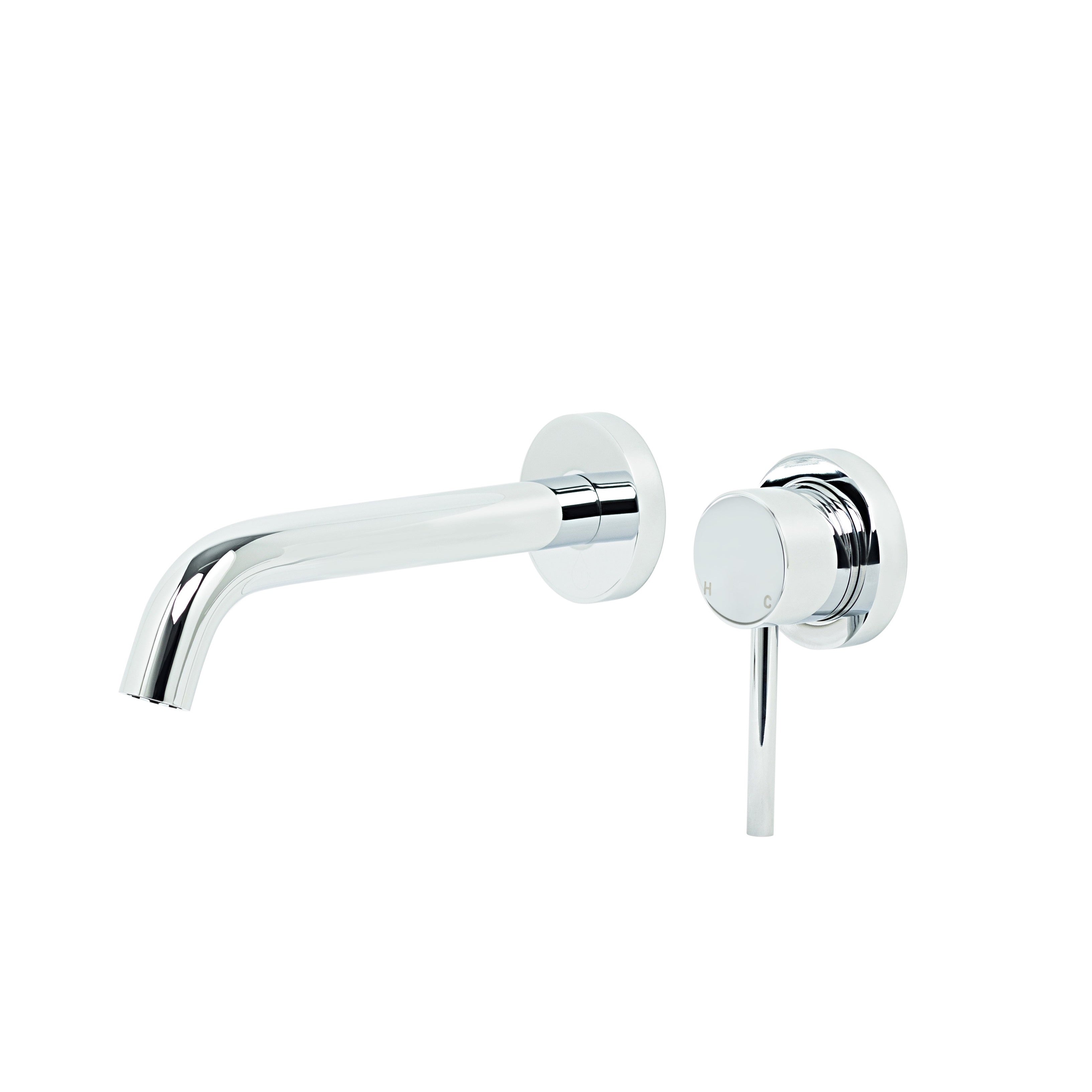 Bondi Pin Lever Wall Mixer Set with Curved Spout in Chrome